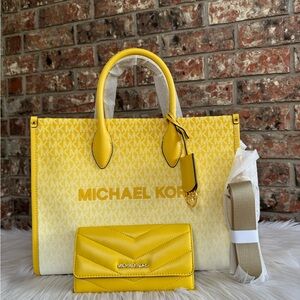 Michael Kors Vibrant Yellow Tote and Wallet